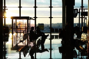 Airport waiting area for business travelers
